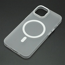 Чехол накладка Cabbeen с поддержкой MagSafe для APPLE iPhone 13, iPhone 14, матовый, цвет прозрачно белый