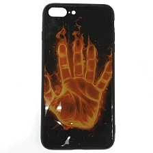 Чехол накладка для APPLE iPhone 7, 8 Plus, силикон, рисунок Ладонь, огонь.
