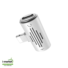 BOROFONE BV6, адаптер / переходник APPLE Lightning 8-pin Male на 2 x APPLE Lightning 8-pin Female, цифровой аудио конвертер, музыка и зарядка, легкий и портативный, цвет белый.