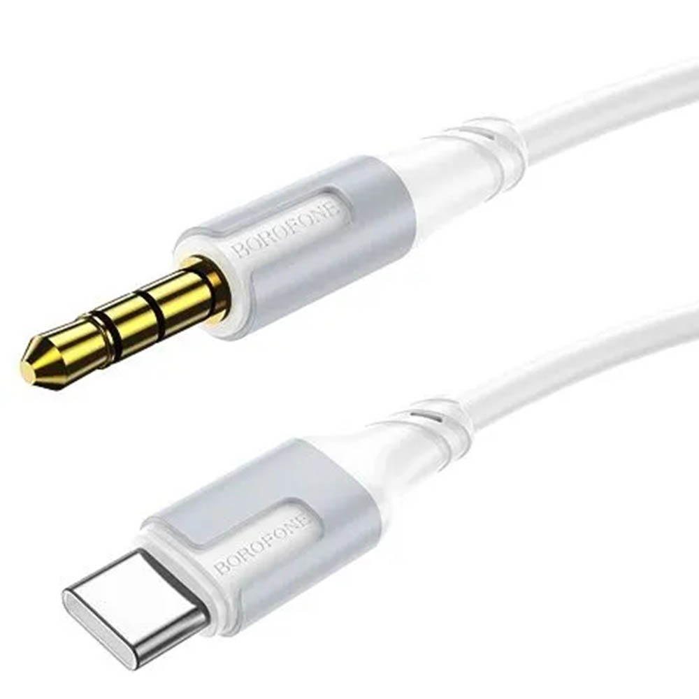 Аудио кабель, переходник BOROFONE BL19 AUX (Jack 3.5 мм) на USB Type C, длина 1 метр, цвет белый Аудио кабель, переходник BOROFONE BL19 AUX (Jack 3.5 мм) на USB Type C, длина 1 метр, цвет белый