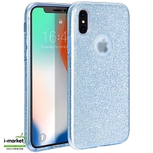Чехол накладка Shine для APPLE iPhone XR, силикон, блестки, цвет голубой