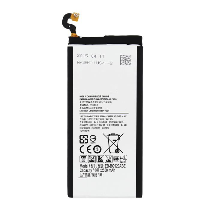 АКБ (Аккумулятор) EB-BG920ABE для SAMSUNG Galaxy S6 (SM-G920FD), Galaxy S6 DuoS, 2550mAh, 3.85V