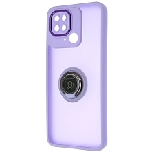Чехол накладка KING для XIAOMI Redmi 10C, POCO C40, силикон, пластик, кольцо держатель, защита камеры, цвет окантовки сиреневый