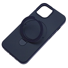 Чехол накладка Revole Mix для APPLE iPhone 13, iPhone 14, силикон, бархат, кольцо держатель, цвет темно синий