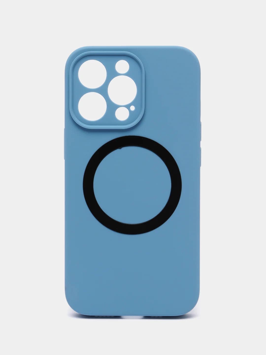 Чехол накладка Silicone Case для APPLE iPhone 13 Pro Max, с поддержкой MagSafe, защита камеры, силикон, бархат, цвет небесно-голубой