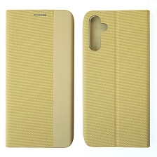 Чехол книжка MESH для SAMSUNG Galaxy A14 4G, текстиль, силикон, бархат, визитница, цвет золотистый