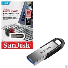 Флешка 16Gb SANDISK Ultra Flair CZ73 SDCZ73-016G-G46, USB 3.0, 130Mb/s, цвет графитовый