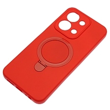 Чехол накладка Revole Mix для XIAOMI Redmi 15C, POCO C85, защита камеры, силикон, бархат, кольцо держатель, цвет красный
