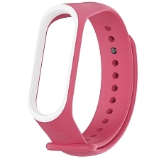 Ремешок на запястье, браслет для XIAOMI Mi Band 3, 4, силикон, цвет розовый с белой окантовкой Ремешок на запястье, браслет для XIAOMI Mi Band 3, 4, силикон, цвет розовый с белой окантовкой