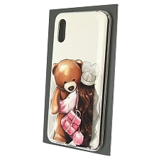 Чехол накладка для XIAOMI Redmi 9A, силикон, рисунок Девочка с плюшевым мишкой