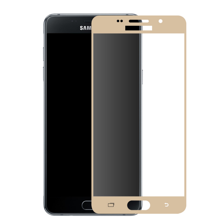Защитное стекло 4D для SAMSUNG Galaxy A3 (2016) SM-A310 золотой кант Monarch.