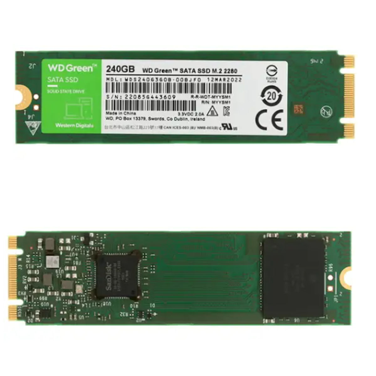 Твердотельный внутренний диск SSD WD Green WDS240G3G0B 240 ГБ, M2, SATA III Твердотельный внутренний диск SSD WD Green WDS240G3G0B 240 ГБ, M2, SATA III