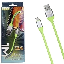 Кабель Type-C MRM R35, силикон, 3А, длина 1 метр, цвет зеленый