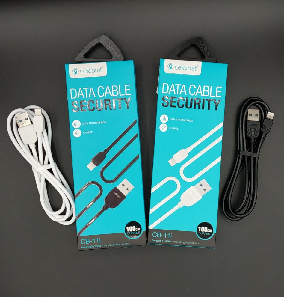 Celebrat CB-11i кабель-USB Lightning 8-pin (1.2A - 1 метр) прорезиненная оболочка круглая, цвет чёрный.