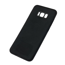 Чехол накладка для SAMSUNG Galaxy S8 Plus (SM-G955), силикон, матовый, с логотипом, цвет черный