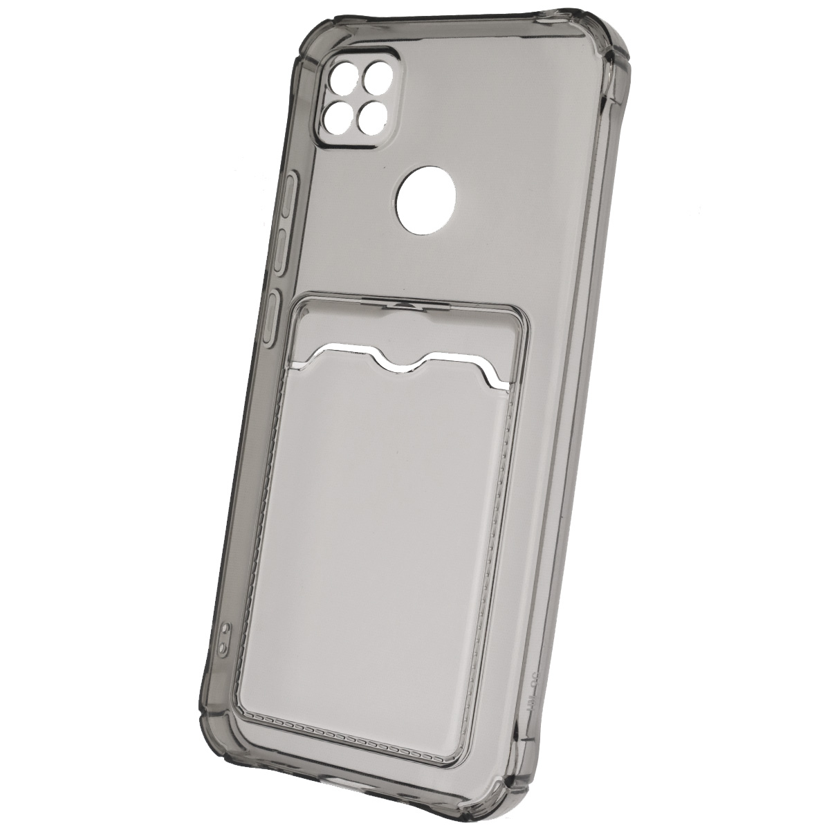 Чехол накладка для XIAOMI Redmi 9C, Redmi 10A, силикон, отдел для карт, цвет прозрачно черный Чехол накладка для XIAOMI Redmi 9C, Redmi 10A, силикон, отдел для карт, цвет прозрачно черный