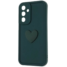 Чехол накладка для SAMSUNG Galaxy A16, силикон, 3D сердце, защита камеры, бортики, цвет темно зеленый Чехол накладка для SAMSUNG Galaxy A16, силикон, 3D сердце, защита камеры, бортики, цвет темно зеленый