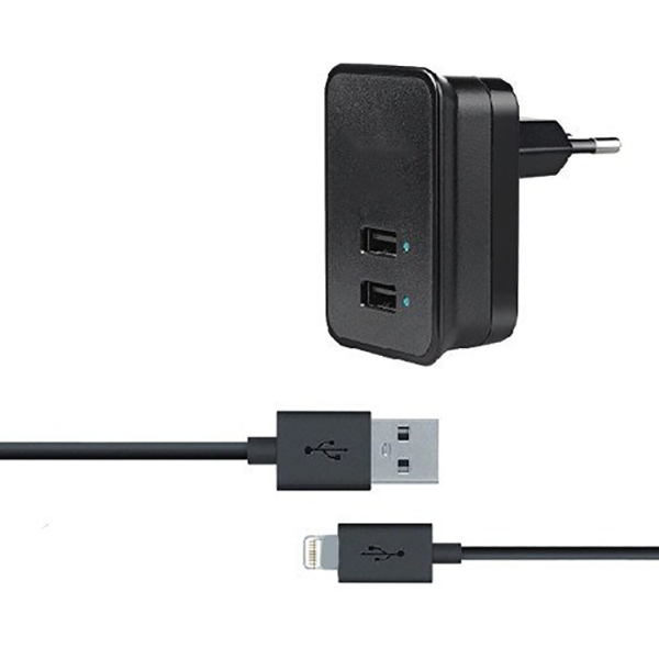 СЗУ "budi" 2,1A (M8J053E-BLK) с двумя USB выходами + кабель Apple 8 pin (черный). СЗУ "budi" 2,1A (M8J053E-BLK) с двумя USB выходами + кабель Apple 8 pin (черный).