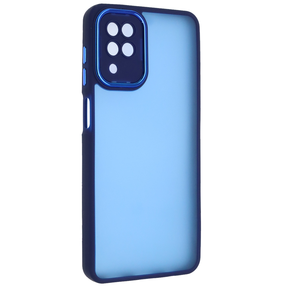 Чехол накладка KING для SAMSUNG Galaxy A12, силикон, пластик, защита камеры, цвет окантовки темно синий Чехол накладка KING для SAMSUNG Galaxy A12, силикон, пластик, защита камеры, цвет окантовки темно синий