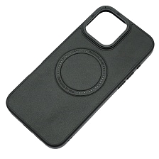 Чехол накладка Creative Stylish с поддержкой MagSafe для APPLE iPhone 16 Pro Max, защита камеры, экокожа, бархат, цвет черный