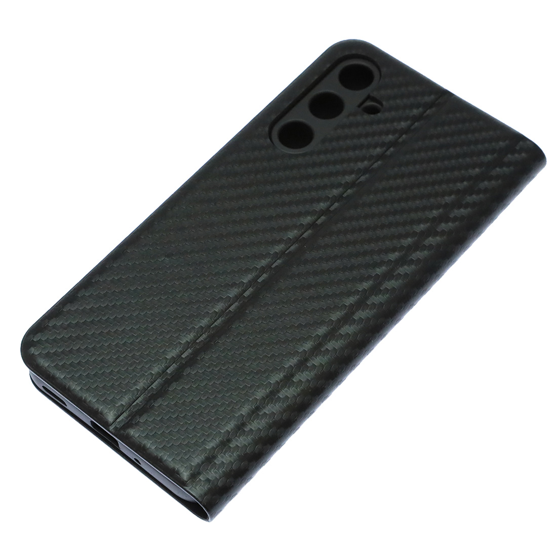 Чехол книжка CHESS для SAMSUNG Galaxy A16, текстура карбон, визитница, цвет черный Чехол книжка CHESS для SAMSUNG Galaxy A16, текстура карбон, визитница, цвет черный