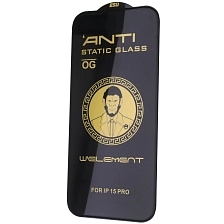 Защитное антистатическое стекло WELEMENT OG ESD для APPLE iPhone 15 Pro, цвет окантовки черный