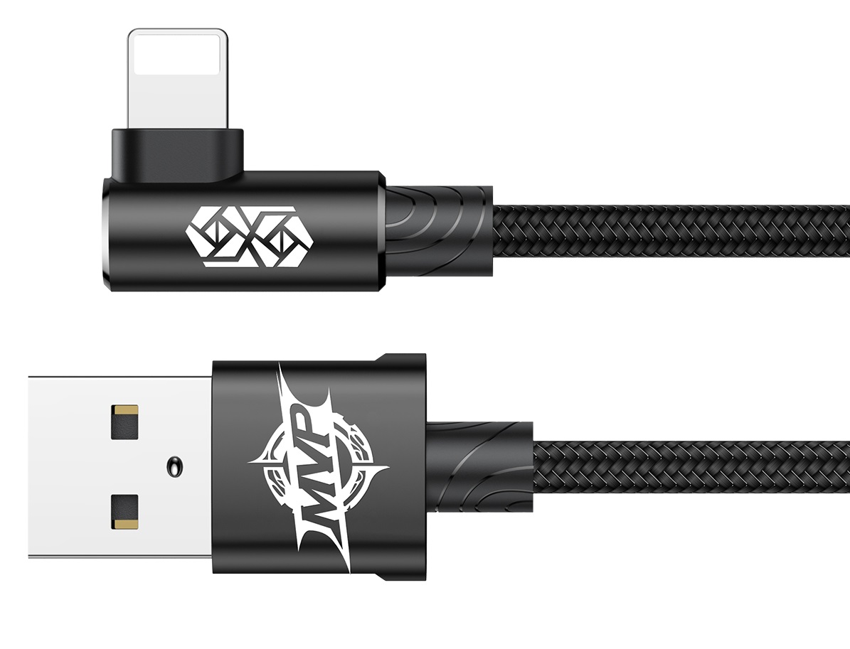USB Дата-кабель BASEUS CALMVP-01 MVP Elbow Type Cable USB для APPLE Lightning 8 pin 2A 1M цвет чёрный.