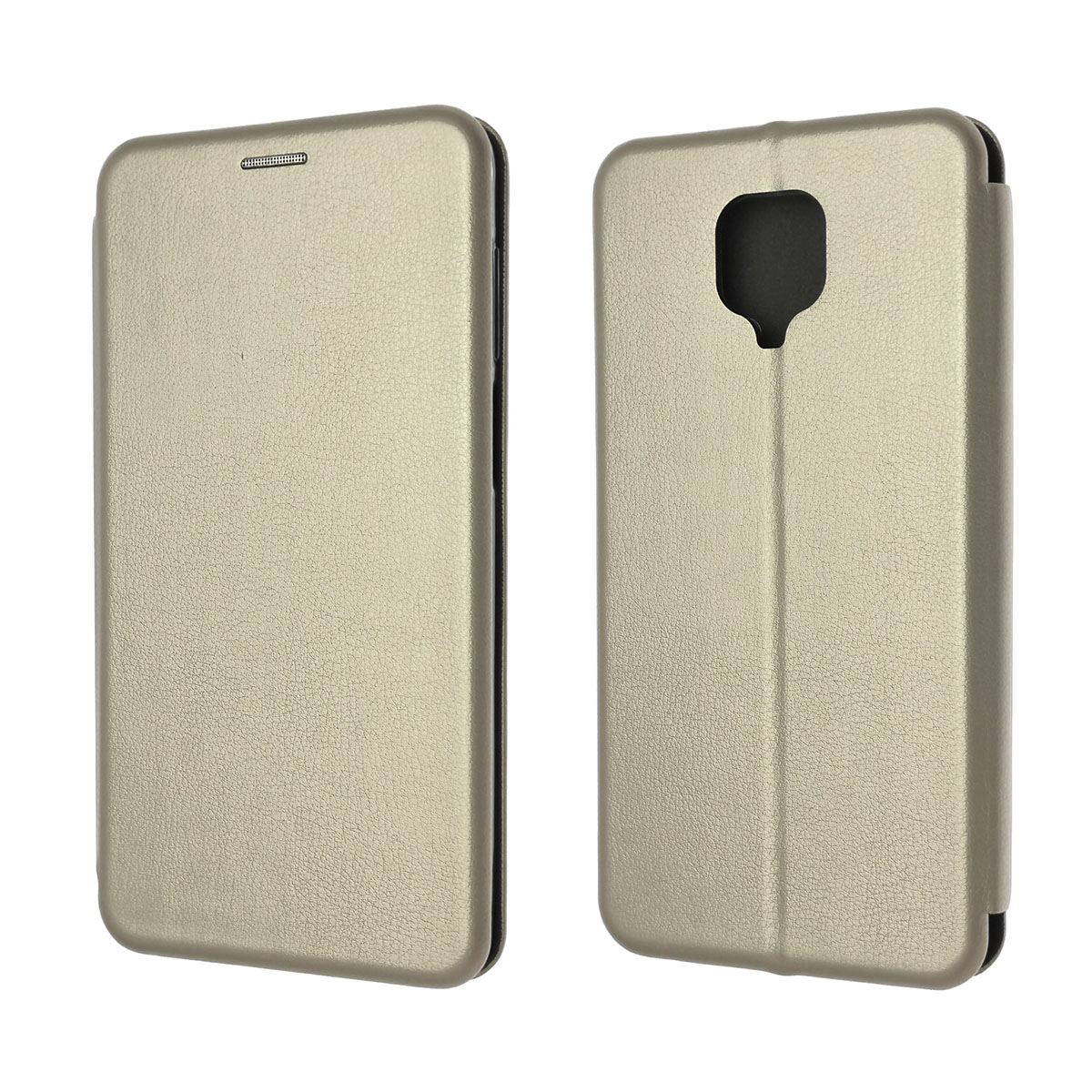 Чехол книжка для XIAOMI Redmi Note 9 Pro, Redmi Note 9S, экокожа, визитница, цвет золотистый.