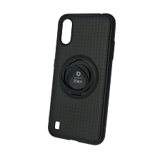Чехол накладка iFace для SAMSUNG Galaxy A01 (SM-A015), силикон, кольцо держатель, цвет черный | РЕТРО 6