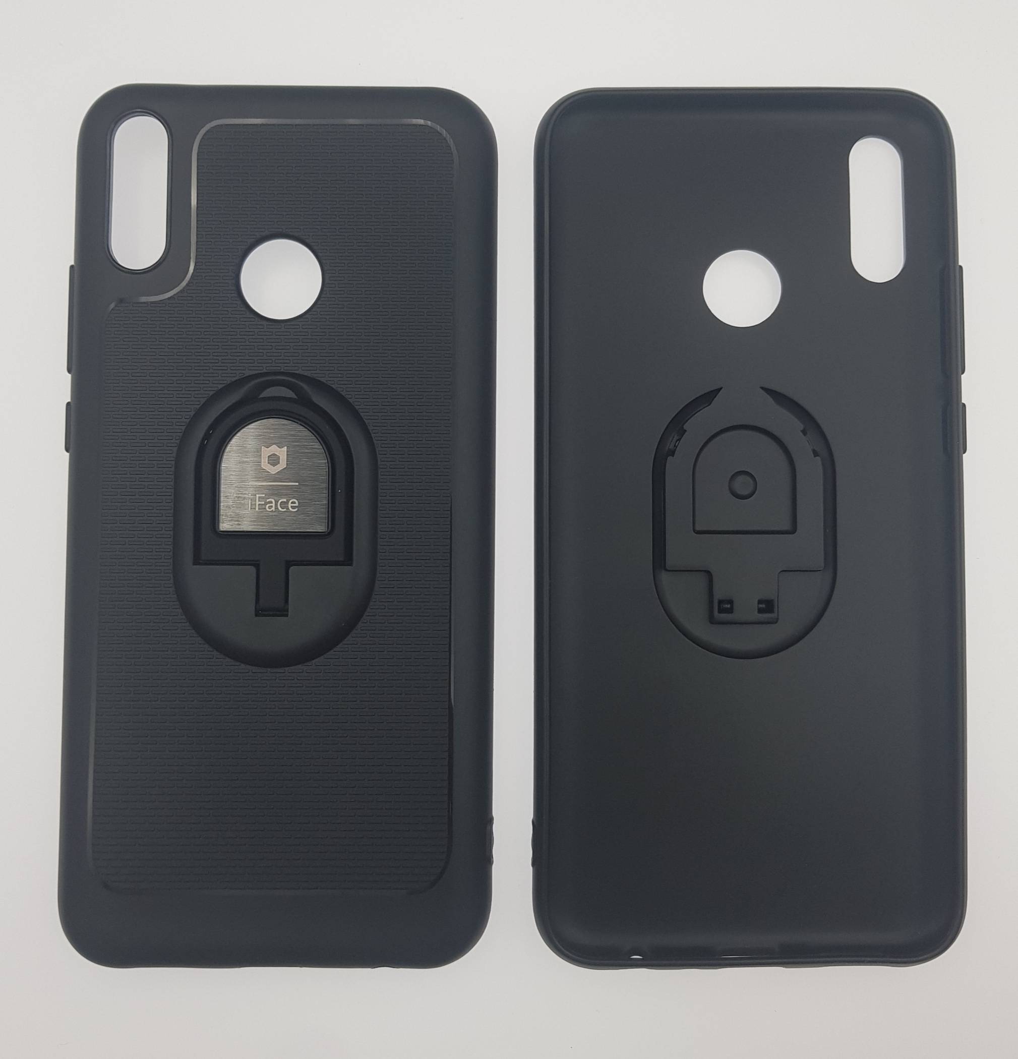 Чехол накладка iFace для HUAWEI Y9 2019, силикон, металл, кольцо держатель, цвет черный.