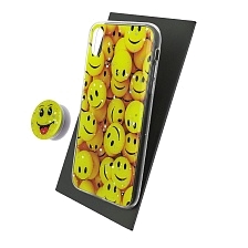 Чехол накладка для APPLE iPhone XR, силикон, фактурный глянец, с поп сокетом, рисунок Smile Чехол накладка для APPLE iPhone XR, силикон, фактурный глянец, с поп сокетом, рисунок Smile