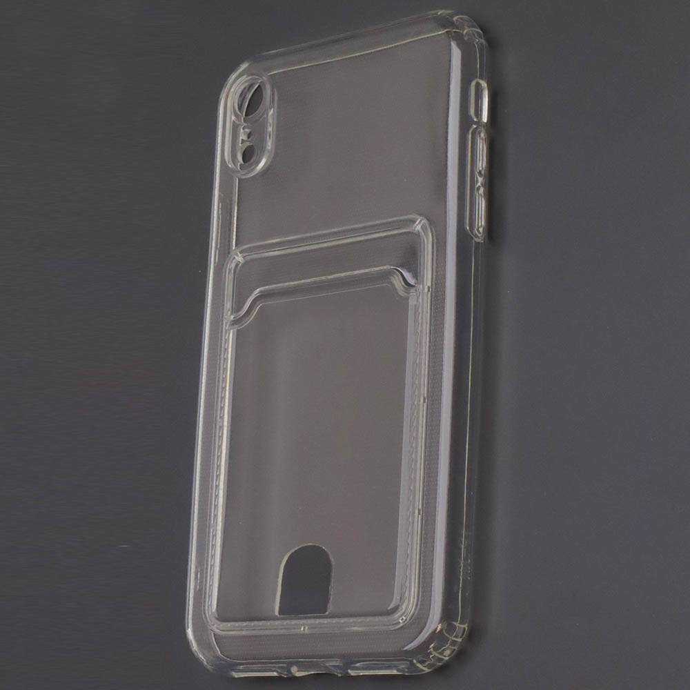 Чехол накладка для APPLE iPhone XR, силикон, защита камеры отдел для карт, цвет прозрачный Чехол накладка для APPLE iPhone XR, силикон, защита камеры отдел для карт, цвет прозрачный