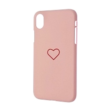 Чехол накладка для APPLE iPhone XS MAX, пластик, матовый, рисунок Сердце, цвет розовый.