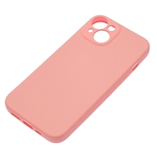 Чехол накладка Silicon Case для APPLE iPhone 14, защита камеры, силикон, бархат, цвет розовый