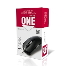 Мышь проводная SMARTBUY ONE SBM 215, оптическая, 1500 DPI, цвет черный