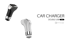 АЗУ (автомобильное зарядное устройство) SunPin CS-02 на 2 USB порта 5.1A - 15W, QC3.0, цвет чёрный.