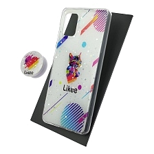 Чехол накладка для SAMSUNG Galaxy A31 (SM-A315), силикон, фактурный глянец, с поп сокетом, рисунок Likee Чехол накладка для SAMSUNG Galaxy A31 (SM-A315), силикон, фактурный глянец, с поп сокетом, рисунок Likee