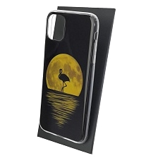 Чехол накладка для APPLE iPhone 11, силикон, глянцевый, рисунок Фламинго и луна Чехол накладка для APPLE iPhone 11, силикон, глянцевый, рисунок Фламинго и луна