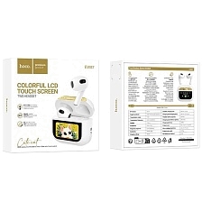 Гарнитура (наушники с микрофоном) беспроводная, HOCO EW87 Gata, сенсорный дисплей, цвет белый