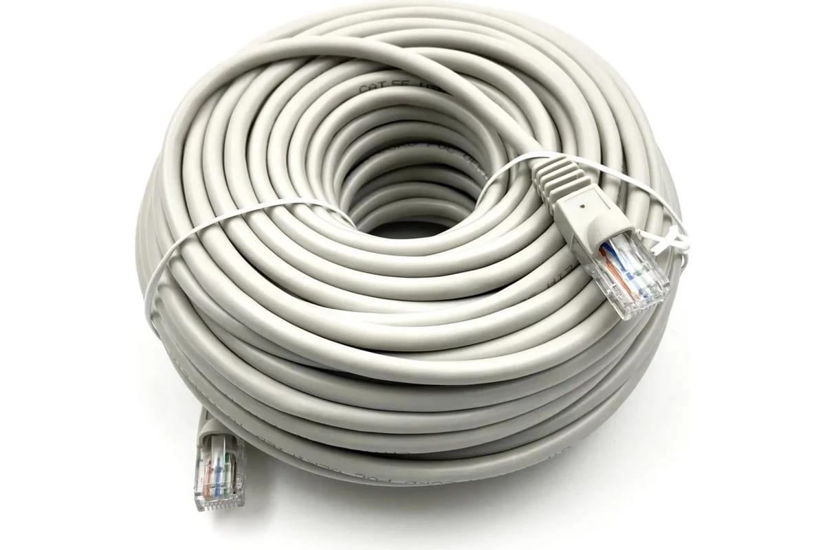 Патч-корд UTP 5e кат., сетевой кабель для интернета, длина 25 метров (PATCH-CORD RJ-45 25.0M), скорость до 1 Гбит/с, цвет серый