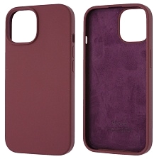 Чехол накладка Silicon Case для APPLE iPhone 15 (6.1"), силикон, бархат, цвет бордовый