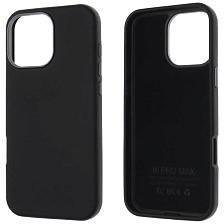 Чехол накладка для APPLE iPhone 16 Pro Max (6.9"), силикон, пластик, текстура кожи, бархат, цвет черный Чехол накладка для APPLE iPhone 16 Pro Max (6.9"), силикон, пластик, текстура кожи, бархат, цвет черный