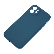 Чехол накладка для APPLE iPhone 12, силикон, бархат, цвет темно синий Чехол накладка для APPLE iPhone 12, силикон, бархат, цвет темно синий