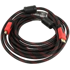 Кабель HDMI - HDMI, в нейлоновой армированной оплетке, длина 10 метров, цвет черно красный.