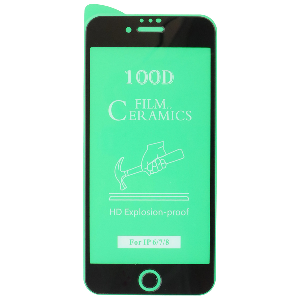 Защитное стекло 100D Ceramics для APPLE iPhone 7, iPhone 8, цвет окантовки черный