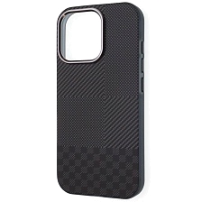 Чехол накладка Mikwer с поддержкой MagSafe для APPLE iPhone 16 Pro, пластик, карбоновый узор, цвет серый