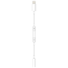 Аудио кабель, переходник MH020 для Lightning 8 pin на аудио вход 3.5 mm jack, цвет белый