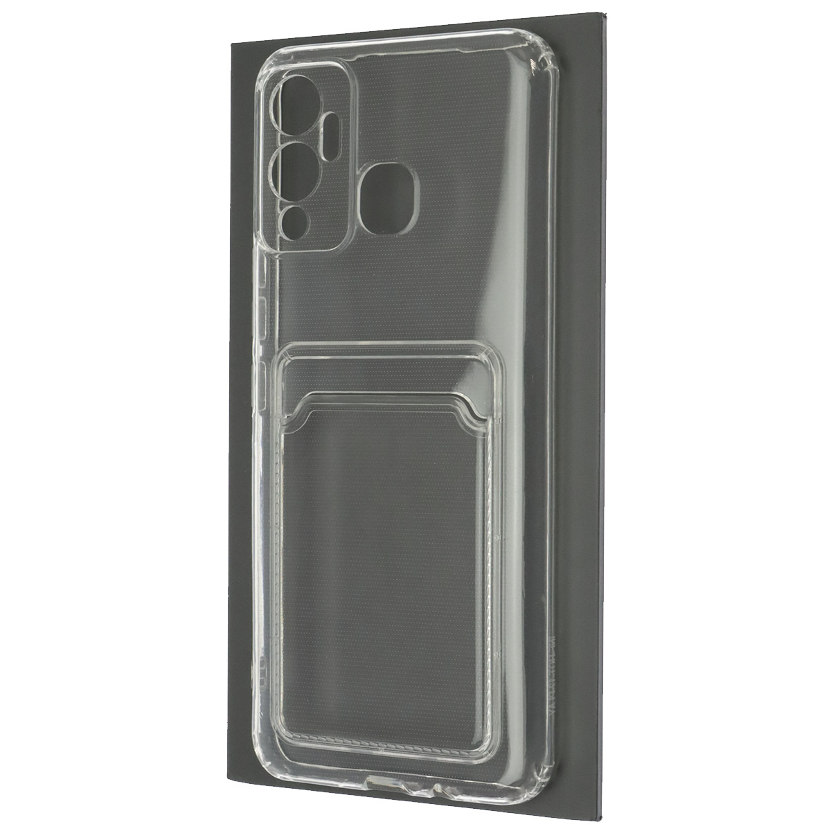 Чехол накладка CARD CASE для INFINIX Hot 12 Play, силикон, отдел для карт, цвет прозрачный