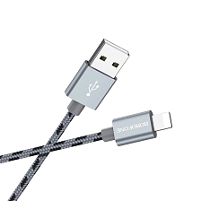 Кабель BOROFONE BX24 Ring current, USB APPLE Lightning 8-pin, 2.4A, 1 метр, нейлоновая оплетка, цвет металлический серый Кабель BOROFONE BX24 Ring current, USB APPLE Lightning 8-pin, 2.4A, 1 метр, нейлоновая оплетка, цвет металлический серый