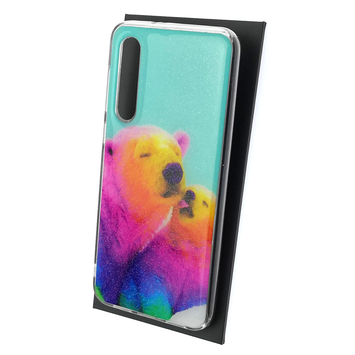 Чехол накладка для XIAOMI Mi 9 SE, силикон, глянцевый, блестки, рисунок Разноцветные медведи Чехол накладка для XIAOMI Mi 9 SE, силикон, глянцевый, блестки, рисунок Разноцветные медведи